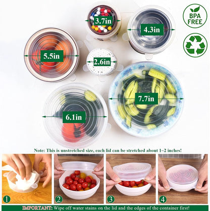 Wirov™ Reusable Silicone Lids — 6 PCS Stretch Bowl & Pot Covers