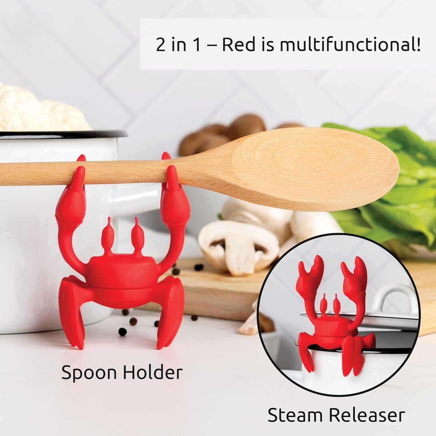 Wirov™ 2-in-1 Crab Spoon Holder & Steam Releaser