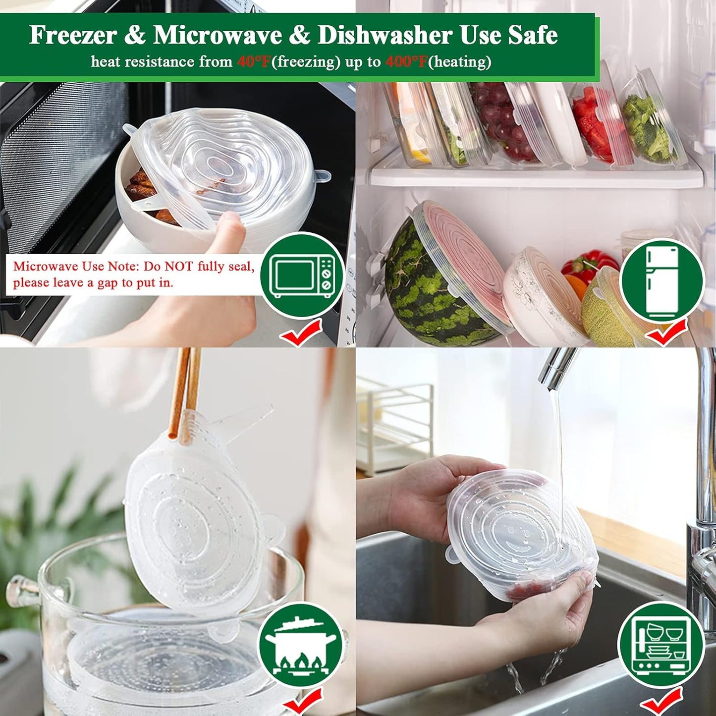 Wirov™ Reusable Silicone Lids — 6 PCS Stretch Bowl & Pot Covers