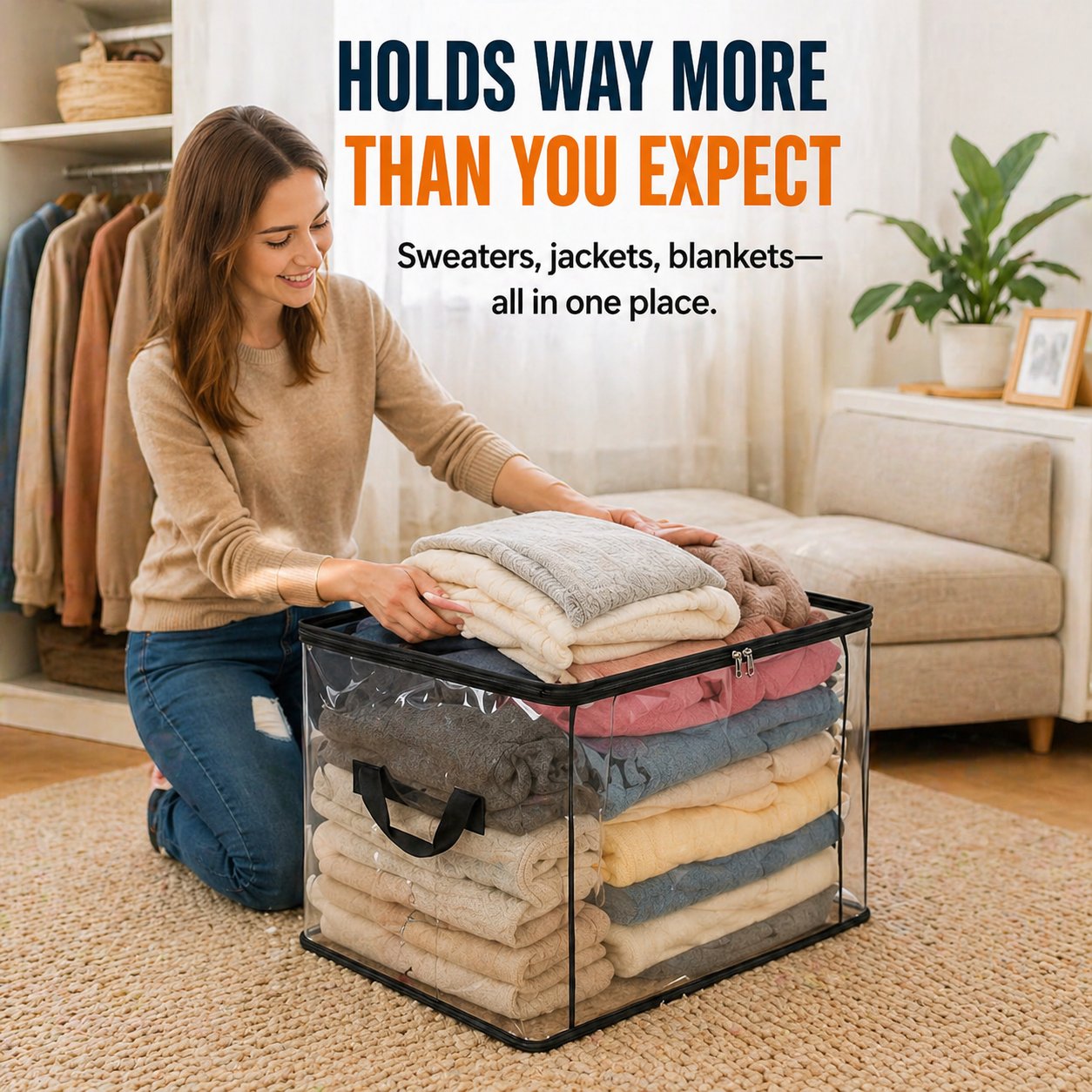 🔥LIMITED TIME 50% OFF📦Aovego® Large Heavy-Duty Thick Plastic Clear Storage Bag for Clothes, Moving & Storage (Offer)