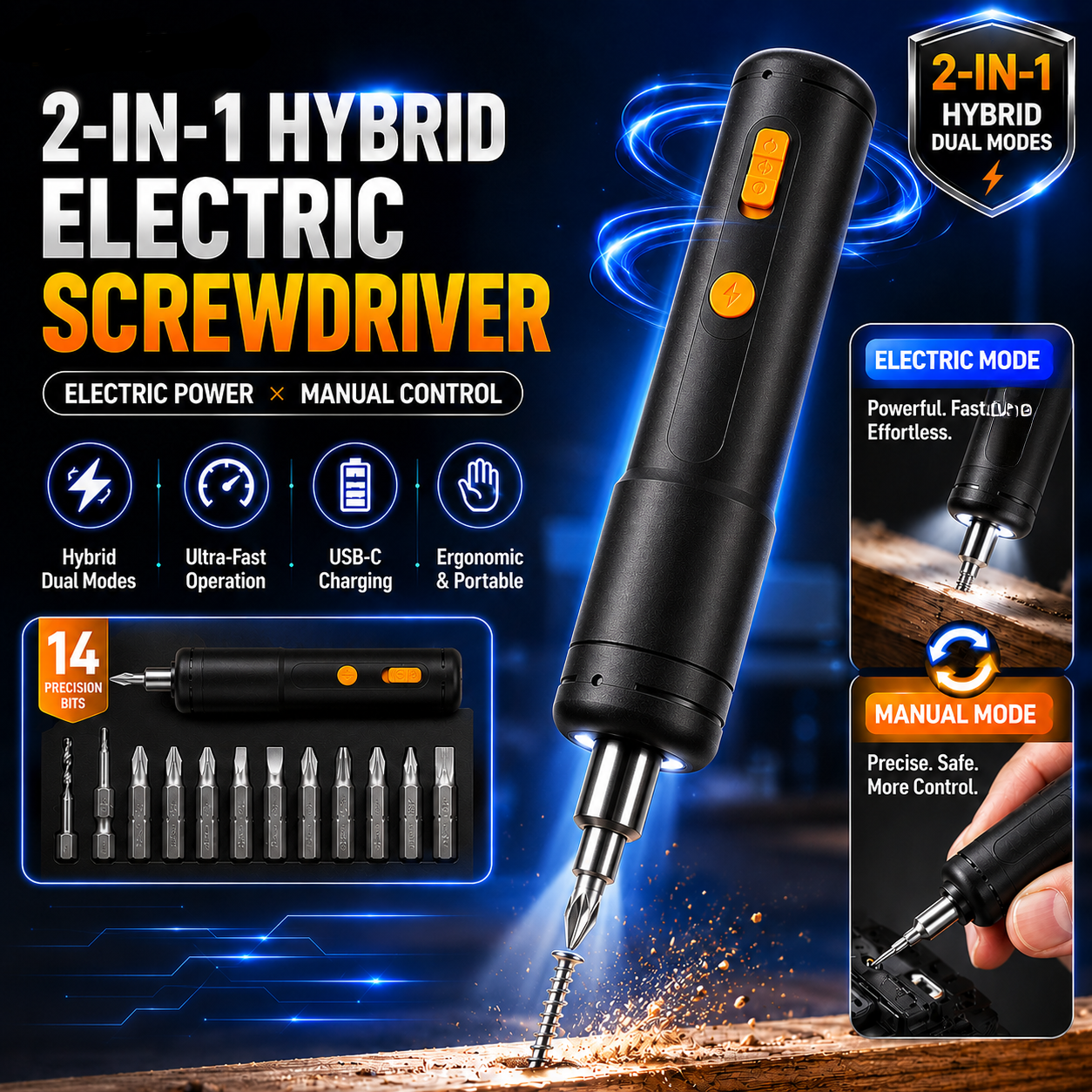 🔥Hot Sale 50% OFF🔩Wirov™ 2-in-1 Hybrid Electric Screwdriver