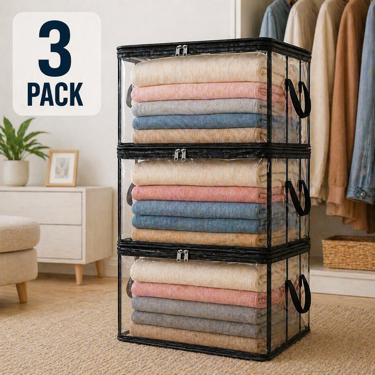 🔥LIMITED TIME 50% OFF📦Aovego® Large Heavy-Duty Thick Plastic Clear Storage Bag for Clothes, Moving & Storage (Offer)